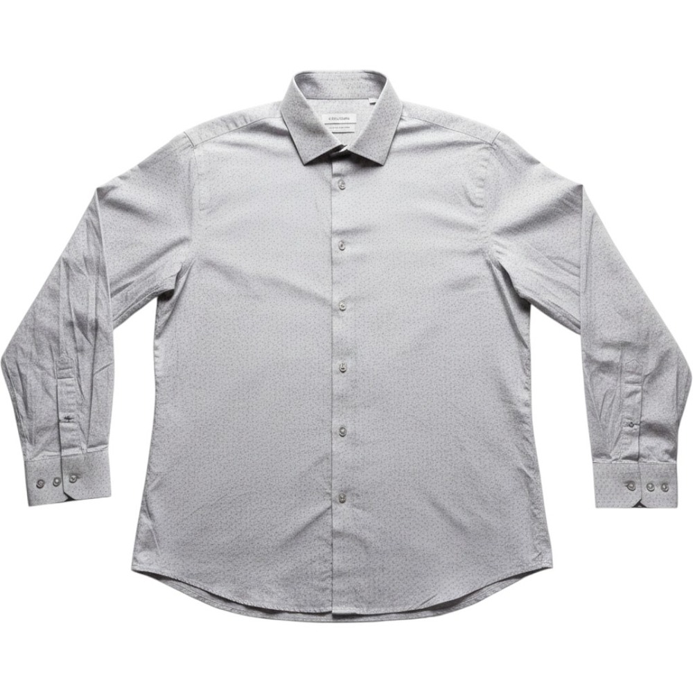 Calvin Klein Dress Shirt Mens 16-16.5 32/33 White Polka Dot Wrinkle Free Stretch